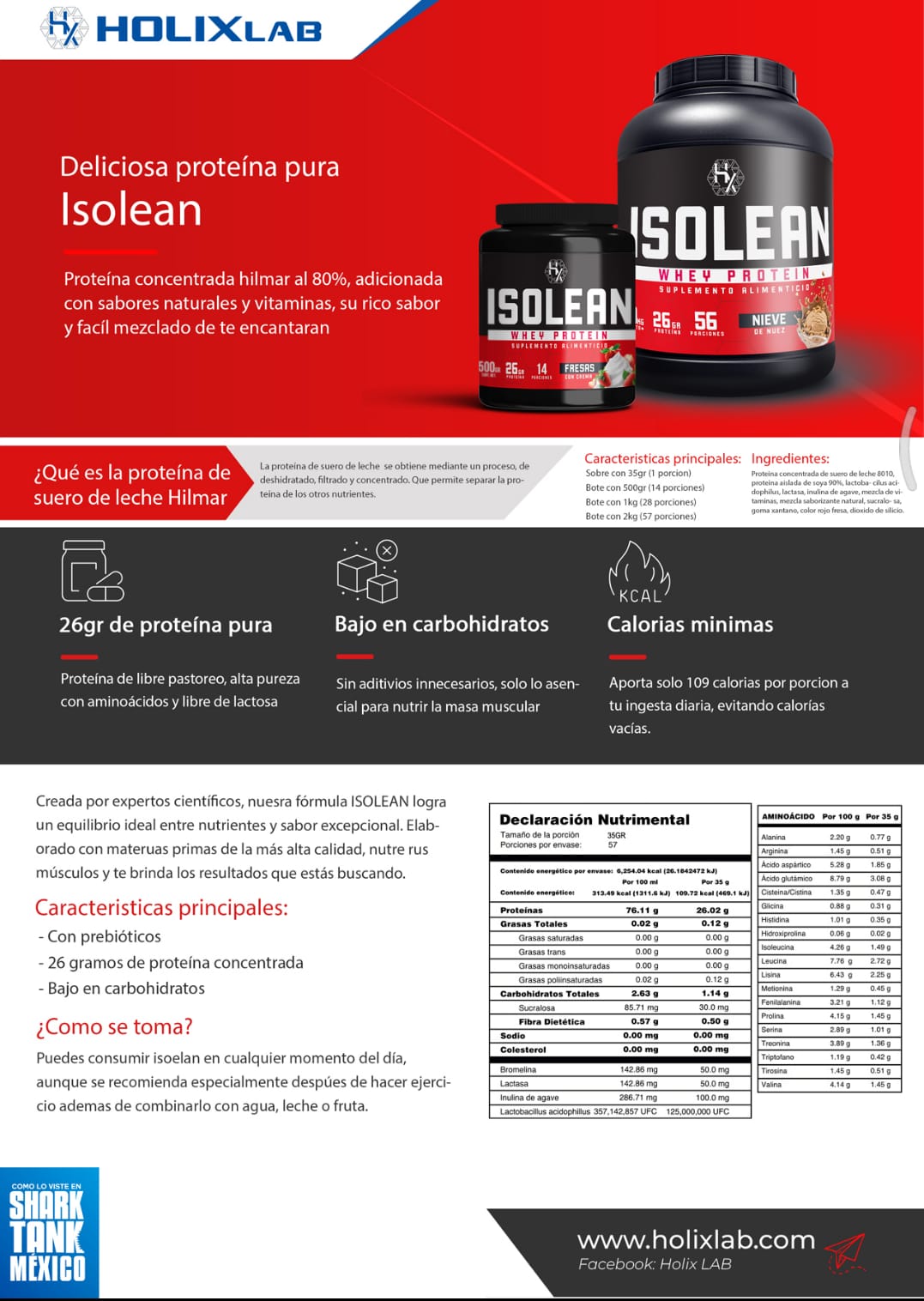 Isolean Whey Protein Holix 500 g