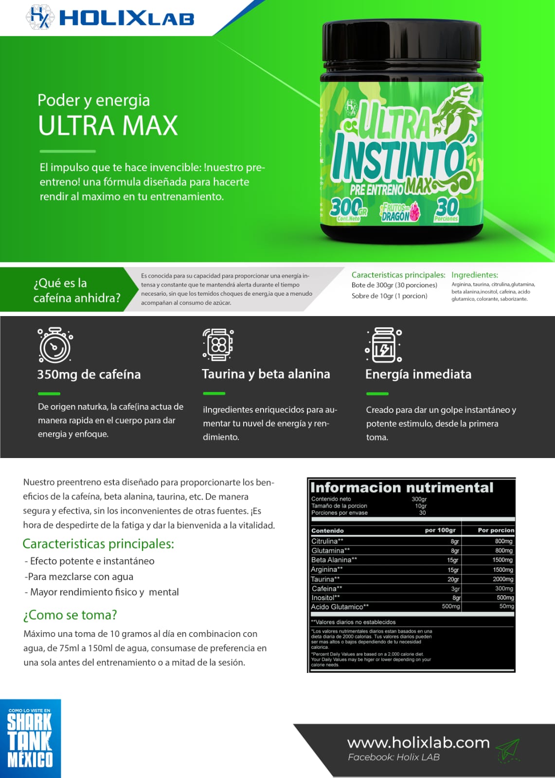 Pre-entreno Ultra Instinto Holix 300 g