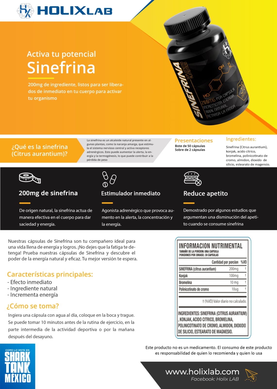Sinefrina Holix 200 mg – 30 cápsulas