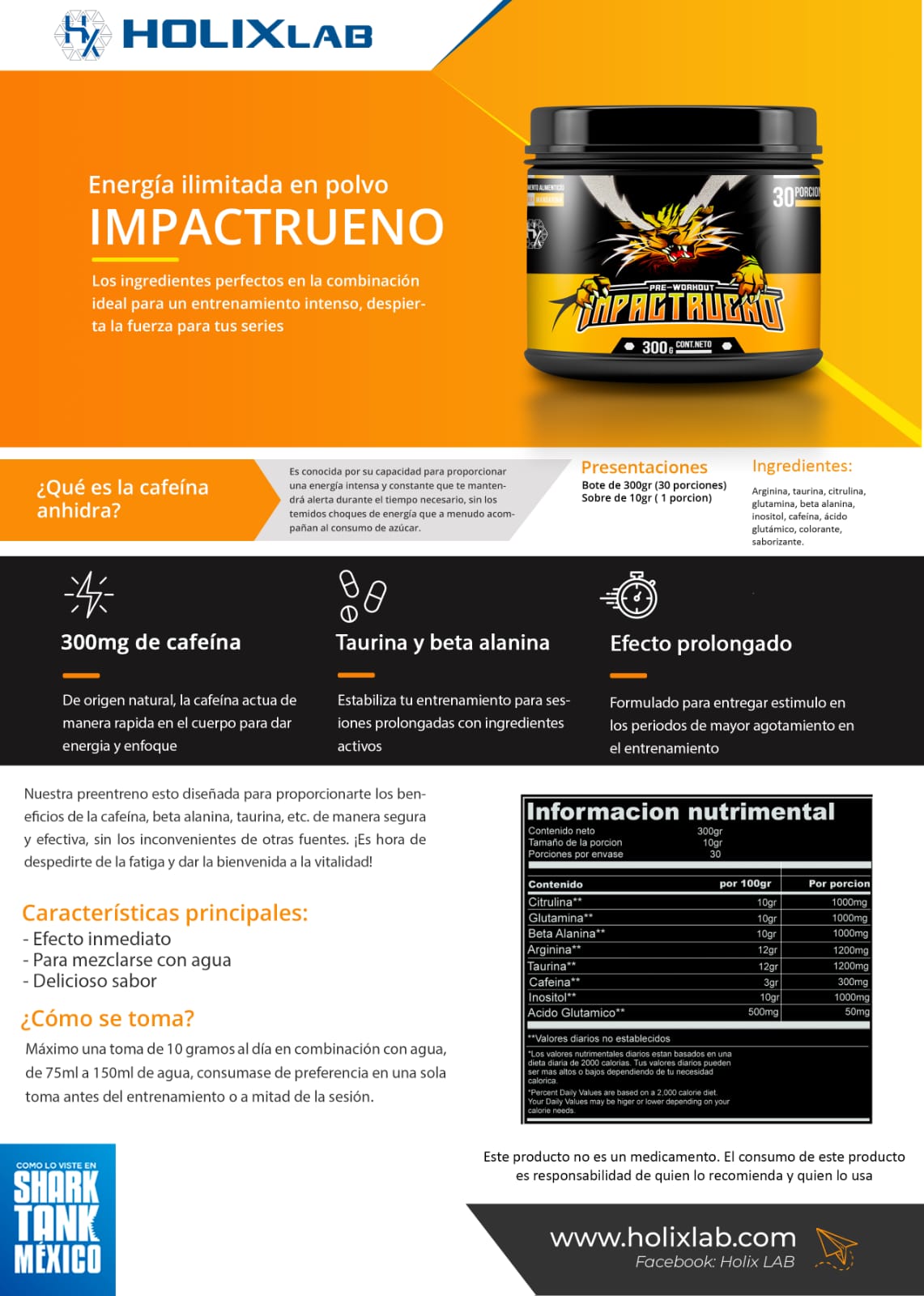 Pre-entreno Impactrueno Holix 300 g