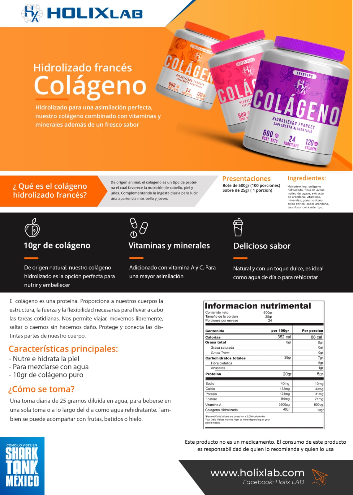 Colágeno Hidrolizado Francés Holix 600 g