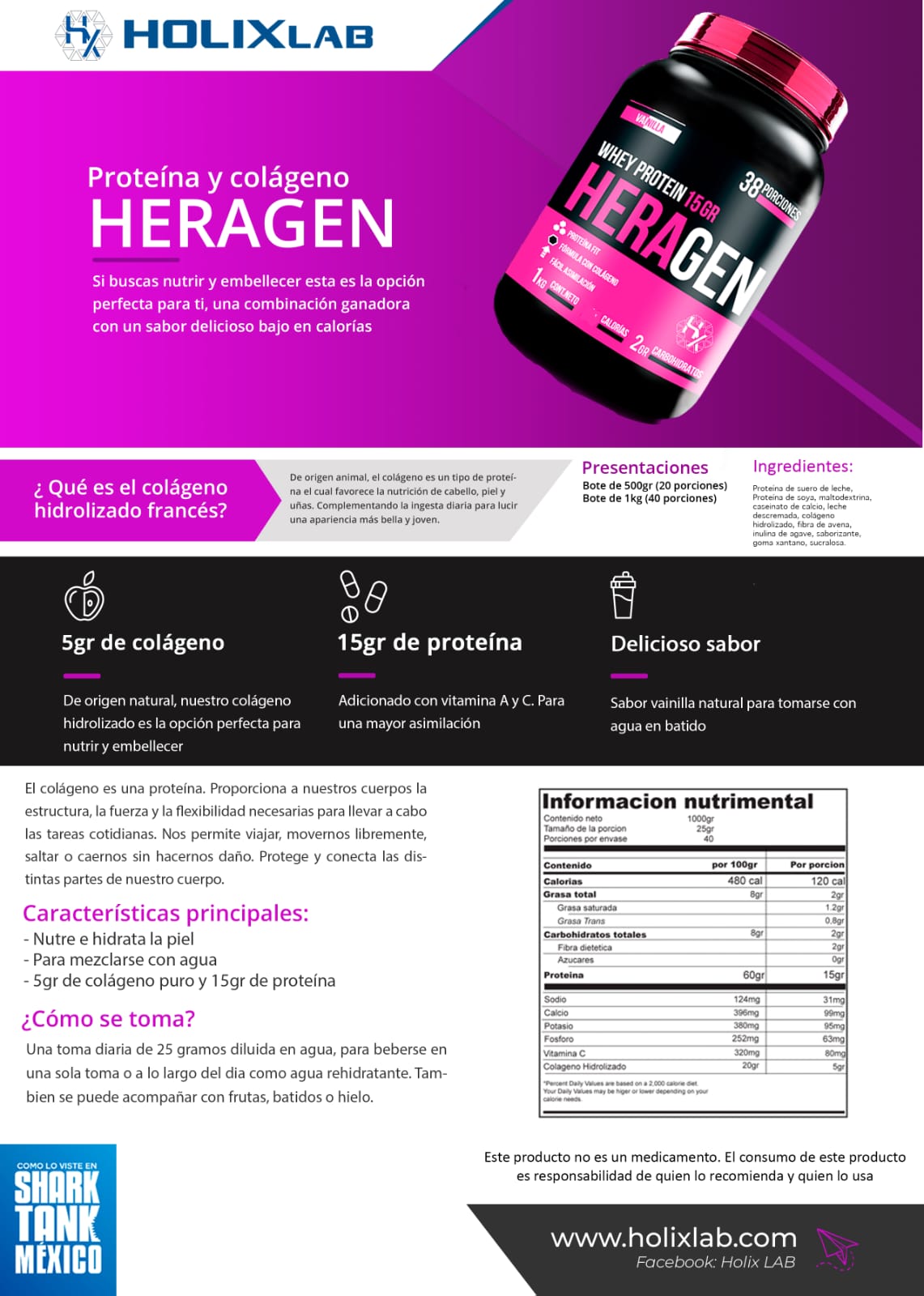 Heragen Proteína + Colágeno Holix 500 g