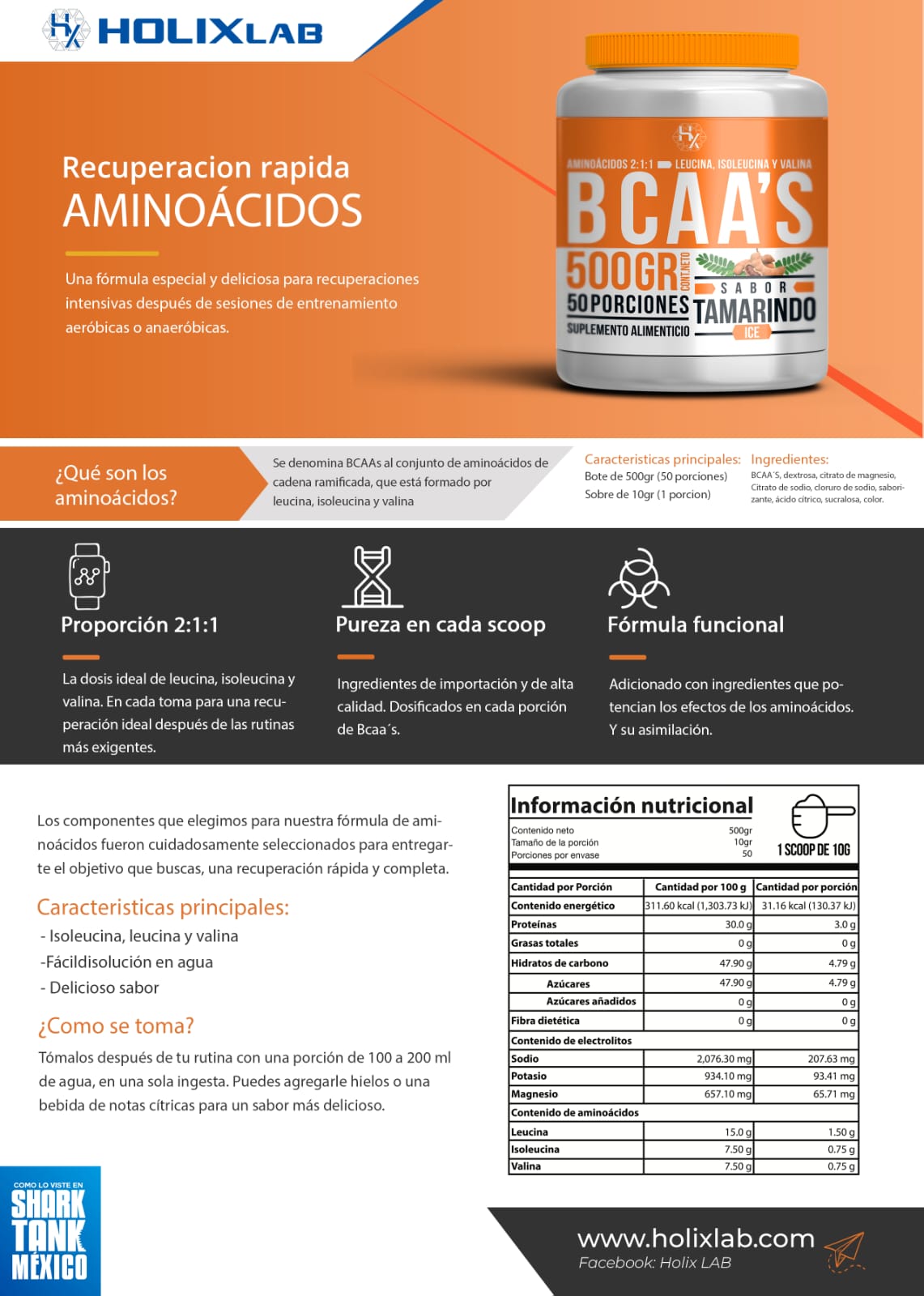 BCAA's Holix 500 g – Tamarindo